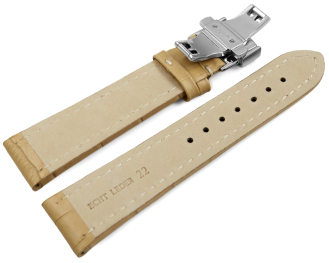 Butterfly Watch Strap Genuine leather croco print sand 18mm 20mm 22mm 24mm 26mm 28mm