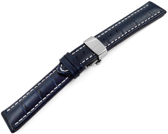 Butterfly Watch Strap Genuine leather croco print dark blue 18mm 20mm 22mm 24mm 26mm 28mm