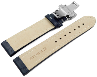 Butterfly Watch Strap Genuine leather croco print dark blue 18mm 20mm 22mm 24mm 26mm 28mm