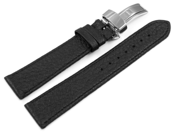 Watch strap - Genuine deerskin - grained - black