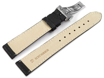 Watch strap - Genuine deerskin - grained - black