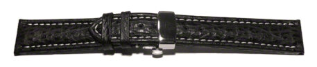 Butterfly - Watch strap - Genuine Shark - padded - black