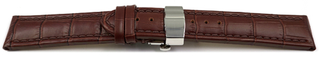 XL Watch Strap Butterfly Leather croco print dark brown TiT 18mm 20mm 22mm 24mm 26mm 28mm