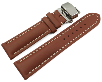 Watch Strap Butterfly Leather strong padded smooth rust brown 18mm 20mm 22mm 24mm