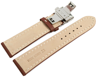 Watch Strap Butterfly Leather strong padded smooth rust brown 18mm 20mm 22mm 24mm