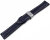 Watch Strap Butterfly Leather strong padded smooth dark blue 18mm Steel
