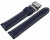 Watch Strap Butterfly Leather strong padded smooth dark blue 18mm Steel