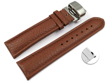 XL Quick Release Watch Strap Butterfly Leather Grained light brown TiT