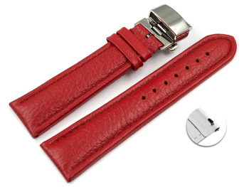 XL Quick Release Watch Strap Butterfly Leather Grained red TiT