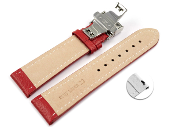 XL Quick Release Watch Strap Butterfly Leather Grained red TiT