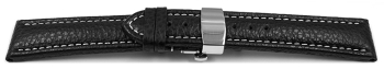 XL Quick Release Watch Strap Butterfly Leather Grained black