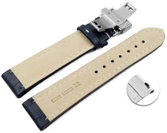 Quick Release Watch strap Butterfly Genuine leather croco print dark blue 18mm 20mm 22mm 24mm 26mm 28mm