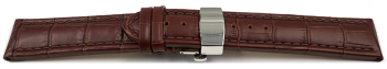 XL Quick Release Watch Strap Butterfly Leather Croco Print dark brown TiT 18mm 20mm 22mm 24mm 26mm 28mm