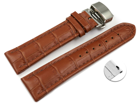 XL Quick Release Watch Strap Butterfly Leather Croco...