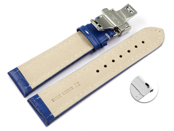 XL Quick Release Watch Strap Butterfly Leather Croco Print blue 18mm 20mm 22mm 24mm 26mm 28mm