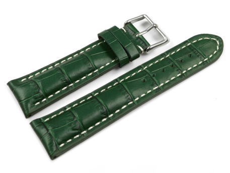 Watch band - strong padded - croco print - green