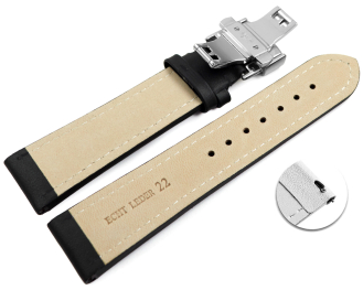 XL Quick Release Watch strap Butterfly Genuine leather smooth black TiT 18mm 20mm 22mm 24mm 26mm 28mm