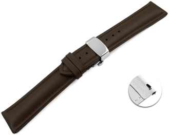 XL Quick Release Watch strap Butterfly Genuine leather smooth dark brown TiT 18mm 20mm 22mm 24mm 26mm 28mm