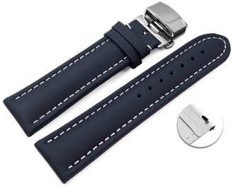 XL Quick Release Watch strap Butterfly Genuine leather smooth dark blue 18mm 20mm 22mm 24mm 26mm 28mm