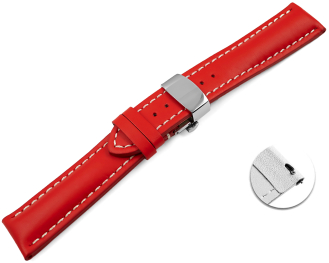 Quick Release Watch strap Butterfly Leather strong padded smooth red 18mm 20mm 22mm 24mm