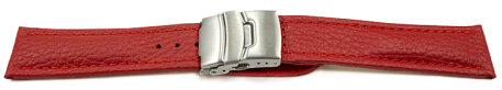 Deployment clasp - Genuine grained leather - Eptide - red