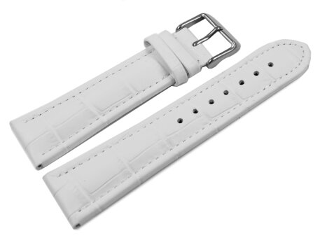 Watch strap - Genuine leather - Croco print - white
