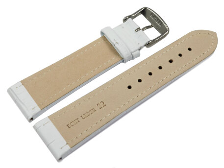 Watch strap - Genuine leather - Croco print - white