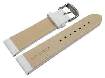 Watch strap - Genuine leather - Croco print - white