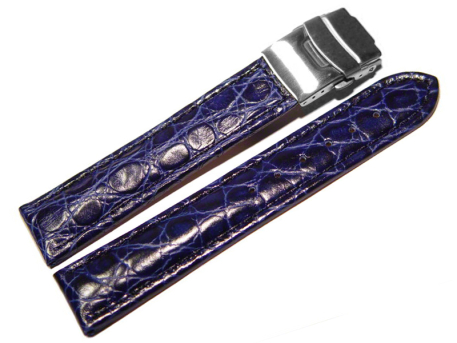 Deployment clasp - Genuine leather - African - blue