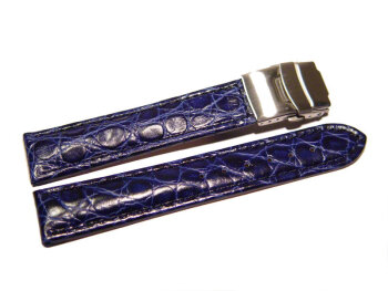 Deployment clasp - Genuine leather - African - blue
