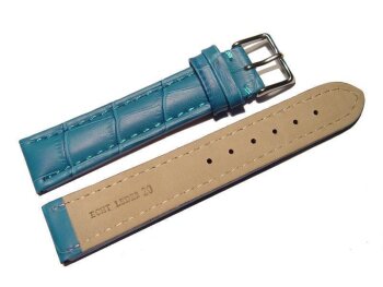 Watch strap - Genuine leather - Croco print - turquoise