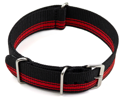 Watch strap - Nato - Nylon - Waterproof - black / red