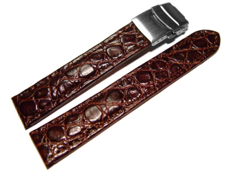 Deployment clasp - Genuine leather - African - dark brown