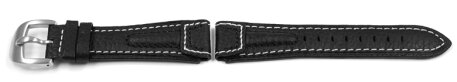 Lotus Watch Strap for 15323/K, 15323/N, 15323/H, 15322 - Leather - Black - White Stitching
