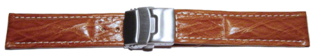 Deployment clasp - Genuine leather - Bark - light brown