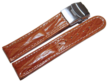 Deployment clasp - Genuine leather - Bark - light brown