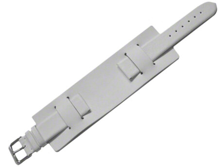 Watch strap - Genuine leather - with Pad (Underlay) - white