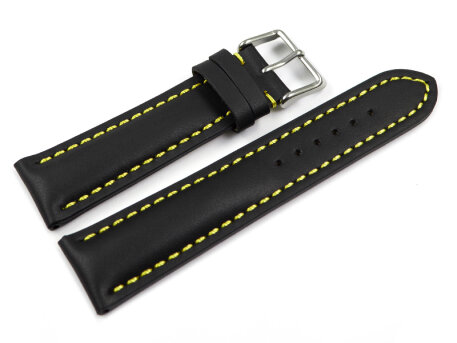 Watch strap - strong padded - smooth - black with yellow...