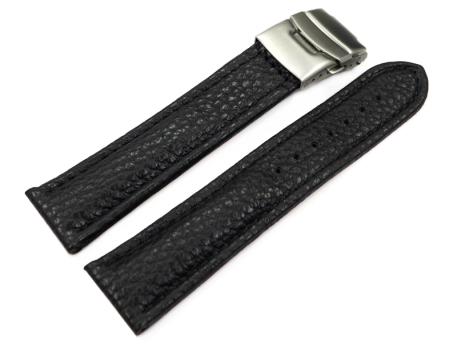 Deployment clasp - Genuine grained leather - Eptide - black