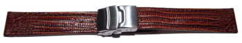 Deployment clasp - Genuine leather - Tegu print - dark brown